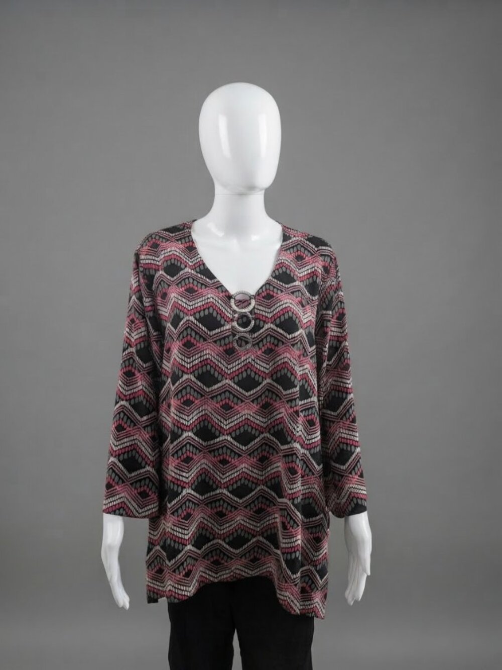 Women's Est. 1946 Pink geometric print tunic top